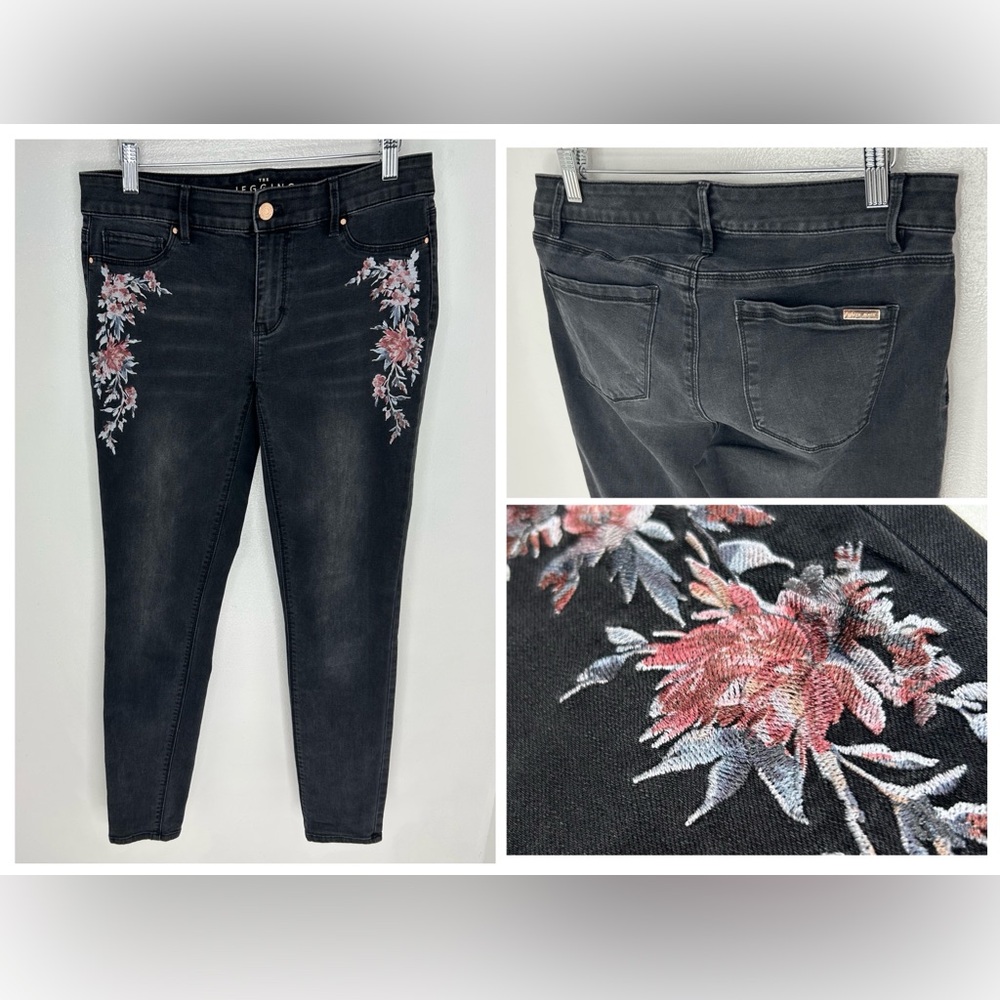White House Black Market The Jegging Jeans Size 4 Floral Embroidered 30x30‎